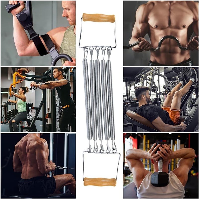 Sunicon Chest Expander, 13-66lb Adjustable Bands Strength Trainer Arm Pull Bar Arm Muscle Exerciser with 5 Removable Spring for Home Fitness Muscle Training Body Building - Image 4